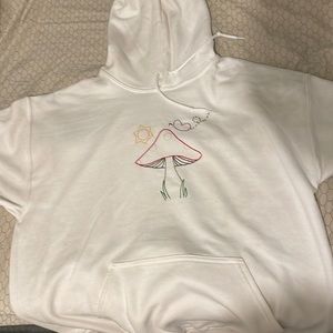 GILDAN Size L White Hand Embroidered Hoodie